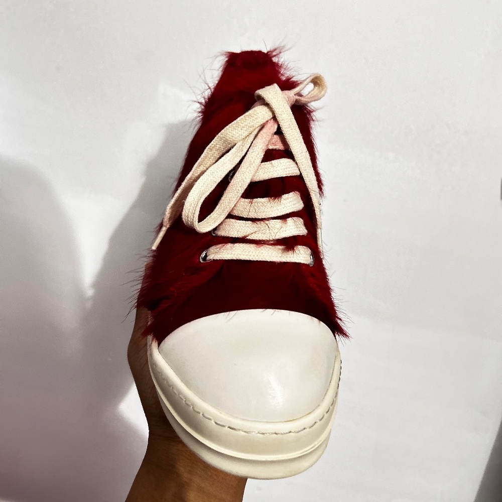 Rick Owens Red Furry Low Sneakers Size 40 (Men’s 7)